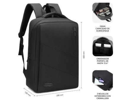 Mochila Subblim City Backpack para Portátiles hasta 15.6'/ Puerto USB/ Negra