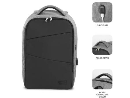 Mochila Subblim Secure V2 AP para Portátiles hasta 15.6'/ Puerto USB/ Antirrobo/ Gris