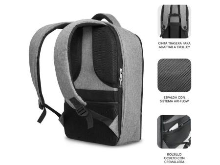 Mochila Subblim Secure V2 AP para Portátiles hasta 15.6'/ Puerto USB/ Antirrobo/ Gris