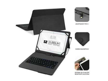 Funda con Teclado Subblim Keytab Pro USB para Tablets de 10.1'-11'/ Negra