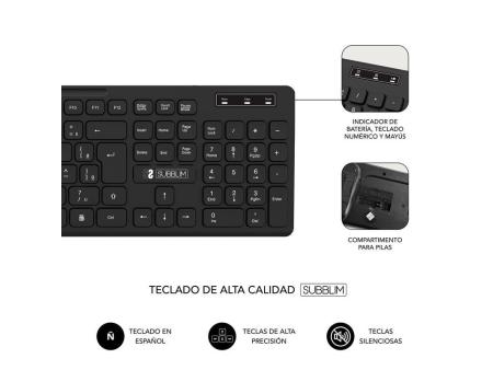 Teclado y Ratón Inalámbrico Subblim Combo Business Slim CSSW10/ Negro