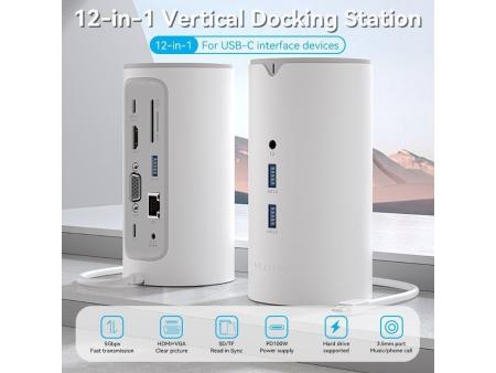 Docking USB Tipo-C Vention TPHWC/ 1xVGA/ 1xHDMI/ 3xUSB/ 1xUSB Tipo-C PD/ 1xUSB Tipo-C/ 1xRJ45/ 1xAudio/ 1xLector Tarjetas SD/ Bl