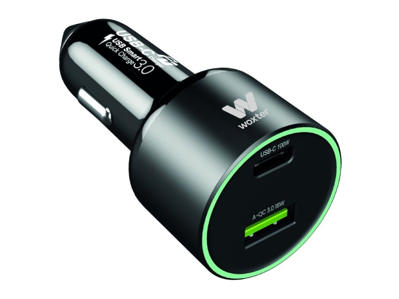 Cargador de Coche Woxter PE26-182/ 1xUSB Tipo-C/ 1xUSB/ 100W