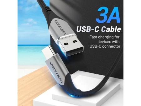 Cable USB Tipo-C Vention CODHD/ USB Tipo-C Macho - USB Macho/ Hasta 60W/ 480Mbps/ 50cm/ Gris