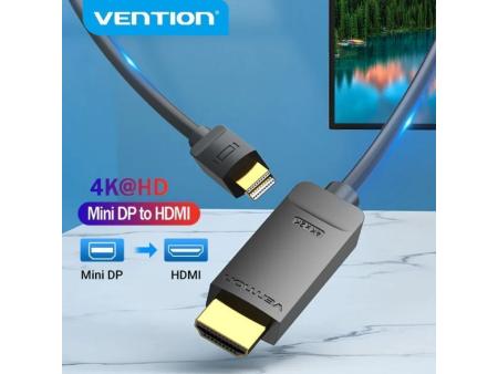 Cable Conversor Vention HAHBG/ Mini Displayport Macho - HDMI Macho/ 1.5m/ Negro