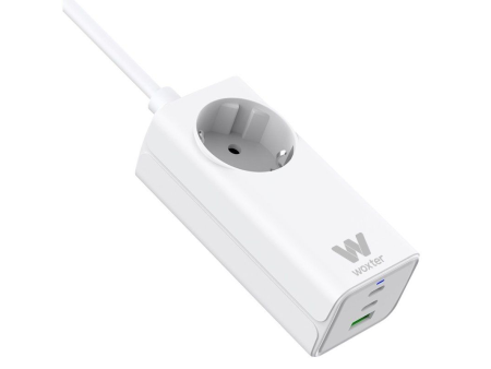 Regleta Woxter PE26-180/ 1 Tomas de Corriente/ 2 USB Tipo-C/ 1 USB-A/ Cable 1.5m/ Blanco