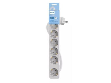 Regleta con Interruptor Philips CHP2164W/62/ 6 Tomas de corriente/ Cable 1.5m/ Blanco