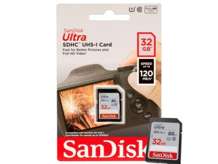 Tarjeta de Memoria SanDisk Ultra 32GB SD HC UHS-I - SDXC/ Clase 10/ 120MBs