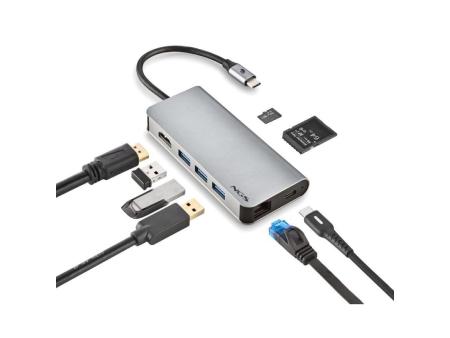 Docking USB Tipo-C NGS WonderDock8/ 3xUSB/ 1xUSB Tipo-C DP/ 1xHDMI/ 1xRJ45/ 1xLector Tarjetas SD