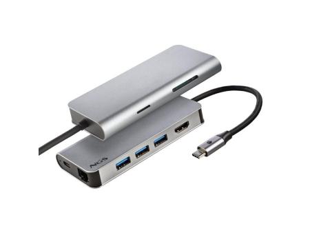 Docking USB Tipo-C NGS WonderDock8/ 3xUSB/ 1xUSB Tipo-C DP/ 1xHDMI/ 1xRJ45/ 1xLector Tarjetas SD