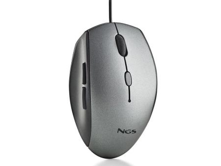 Ratón Ergonómico NGS Moth Gray/ Hasta 1600 DPI/ Gris