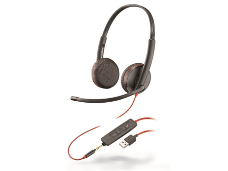 Auriculares Plantronics Blackwire C3225/ con Micrófono/ Jack 3.5/ USB/ Negros