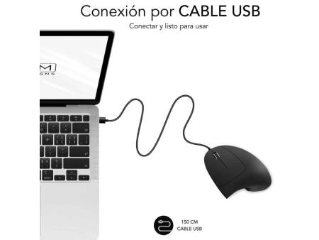 Ratón Ergonómico Subblim Glide Vertical Ergo Wired/ Hasta 1600 DPI/ Negro