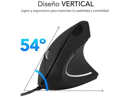 Ratón Ergonómico Subblim Glide Vertical Ergo Wired/ Hasta 1600 DPI/ Negro