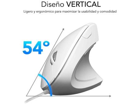 Ratón Ergonómico Subblim Glide Vertical Ergo Wired/ Hasta 1600 DPI/ Blanco