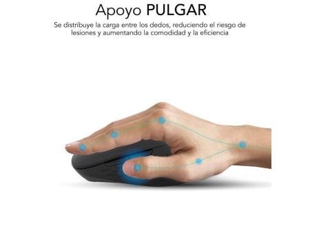 Ratón Ergonómico Inalámbrico por Bluetooth/ 2.4GHz Subblim Curve Ergo Dual Battery/ Batería recargable/ Hasta 1600 DPI/ Negro