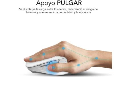 Ratón Ergonómico Inalámbrico por Bluetooth/ 2.4GHz Subblim Curve Ergo Dual Battery/ Batería recargable/ Hasta 1600 DPI/ Blanco