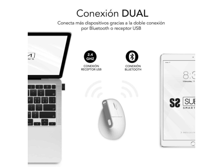 Ratón Ergonómico Inalámbrico por Bluetooth/ 2.4GHz Subblim Nature Vertical Ergo Dual Battery/ Batería Recargable/ Hasta 4000 DPI