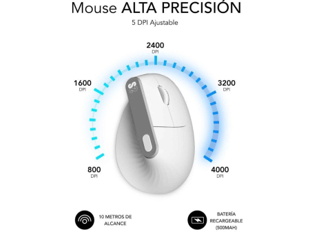 Ratón Ergonómico Inalámbrico por Bluetooth/ 2.4GHz Subblim Nature Vertical Ergo Dual Battery/ Batería Recargable/ Hasta 4000 DPI