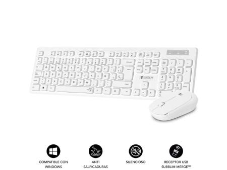 Teclado y Ratón Subblim Combo Business Slim Silencioso Inalámbrico/ Blanco