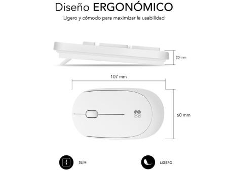 Teclado y Ratón Subblim Combo Business Slim Silencioso Inalámbrico/ Blanco