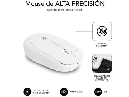 Teclado y Ratón Subblim Combo Business Slim Silencioso Inalámbrico/ Blanco