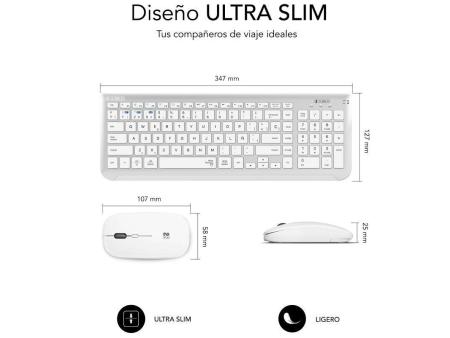 Teclado y Ratón Inalámbrico Subblim Combo Dual Prestige Extendido/ Blanco y Plata