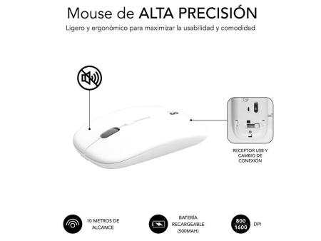 Teclado y Ratón Inalámbrico Subblim Combo Dual Prestige Extendido/ Blanco y Plata