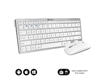 Teclado y Ratón Inalámbrico Subblim OCO010 Combo Multidispositivo Compacto/ Plata