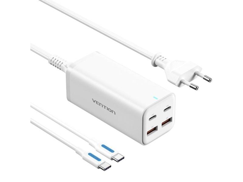 Cargador de Pared Vention FBSWG-EU/ 2xUSB Tipo-C + Cable USB Tipo-C/ 2xUSB/ 100W