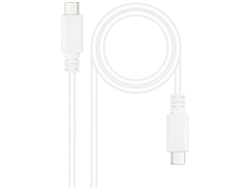 Cable USB 2.0 Tipo-C Nanocable 10.01.2301-W/ USB Tipo-C Macho - USB Tipo-C Macho/ 480Mbps/ 1m/ Blanco