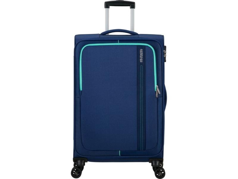 Maleta de Cabina American Tourister Sea Seeker Spinner 68cm/ 68x43x25cm/ 4 Ruedas/ Marino Combate