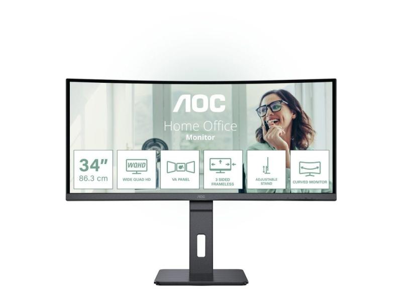 Monitor Profesional Curvo AOC CU34P3CV 34'/ WQHD/ Multimedia/ Regulable en altura/ Negro