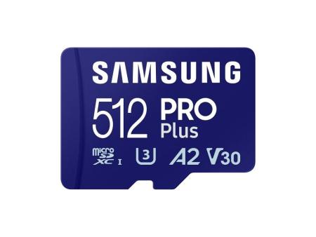 Tarjeta de Memoria Samsung PRO Plus 2023 512GB microSD XC/ Clase 10/ 180MBs