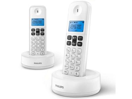 Teléfono Inalámbrico Philips D1612W/34/ Pack DUO/ Blanco