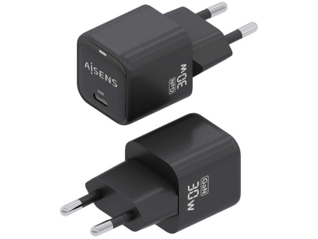 Cargador Gan de Pared Aisens ASCH-30W1P019-BK/ 1xUSB Tipo-C/ 30W