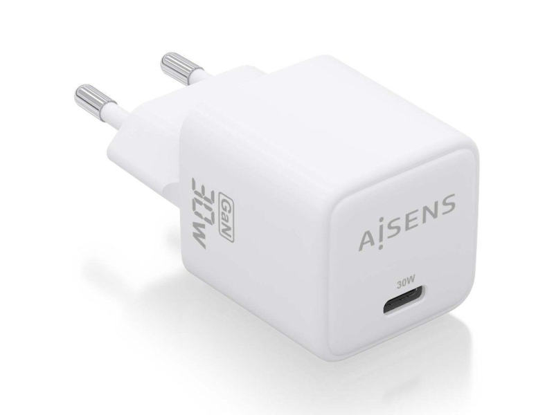 Cargador Gan de Pared Aisens ASCH-30W1P035-W/ 1xUSB Tipo-C/ 30W