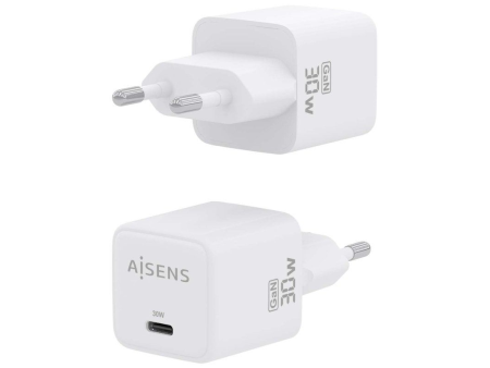 Cargador Gan de Pared Aisens ASCH-30W1P035-W/ 1xUSB Tipo-C/ 30W