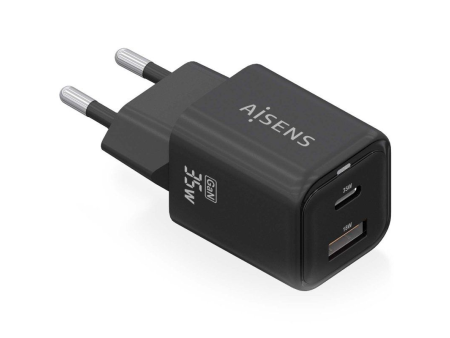 Cargador Gan de Pared Aisens ASCH-35W2P025-BK/ 1xUSB Tipo-C/ 1xUSB/ 35W