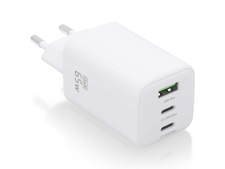 Cargador Gan de Pared Aisens ASCH-65W3P041-W/ 2xUSB Tipo-C/ 1xUSB/ 65W