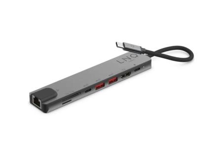 Docking USB Tipo-C Linq LQ48010/ 1xUSB Tipo-C/ 2xUSB/ 1xHDMI 4K/ 1xRJ45/ 1xLector Tarjetas SD y Micro/ 1xUSB Tipo-C PD/ Gris