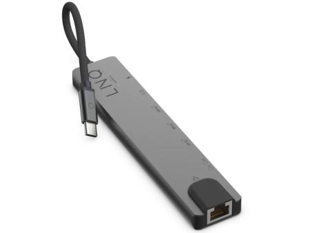 Docking USB Tipo-C Linq LQ48010/ 1xUSB Tipo-C/ 2xUSB/ 1xHDMI 4K/ 1xRJ45/ 1xLector Tarjetas SD y Micro/ 1xUSB Tipo-C PD/ Gris