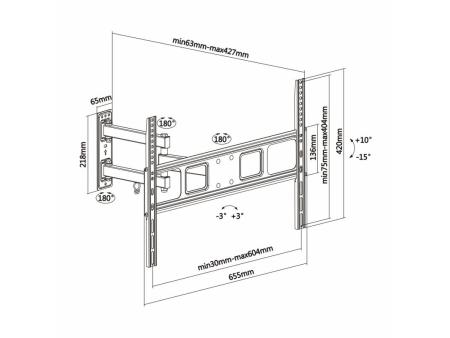 Soporte de Pared Giratorio/ Inclinable/ Nivelable Aisens WT70TSLE-021 para TV de 37-70'/ hasta 35kg