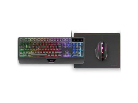 Pack Gaming Mars Gaming MCP124/ Teclado H-MECH  + Ratón Óptico + Alfombrilla/ Negro