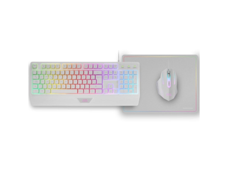 Pack Gaming Mars Gaming MCP124/ Teclado H-MECH  + Ratón Óptico + Alfombrilla/ Blanco