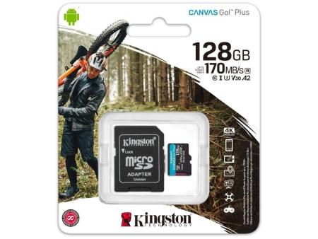 Tarjeta de Memoria Kingston CANVAS Go! Plus 128GB microSD XC con Adaptador/ Clase 10/ 170MBs