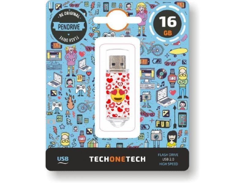 Pendrive 16GB Tech One Tech Emojis Heart Eyes USB 2.0