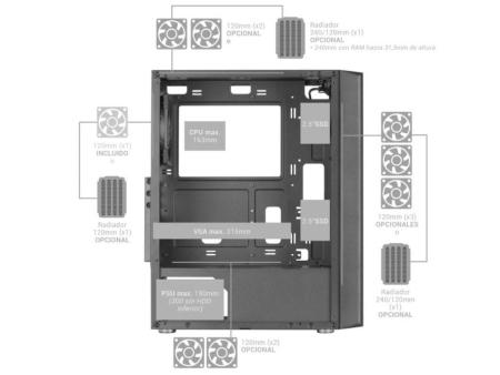 Caja Gaming SemiTorre Mars Gaming MC-iPRO/ Negra