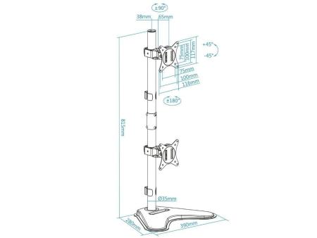 Soporte para 2 Monitores TooQ DB1703TNV-B/ hasta 9kg