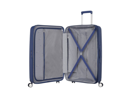 Maleta Mediana American Tourister SoundBox Spinner 67cm/ 67x46.5x29cm/ 4 Ruedas/ Azul Marino